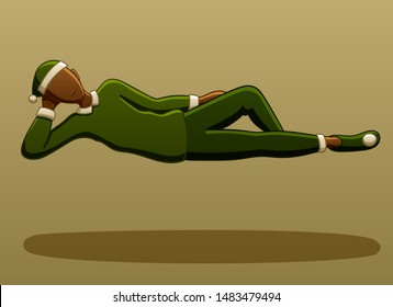 Levitating dark skinned man in elf costume