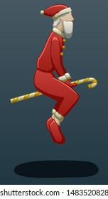 Levitating elderly man in Santa Claus costume