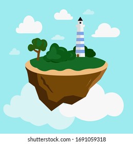Levitating island with a lighthouse  