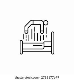 levitating man bed icon sign vector