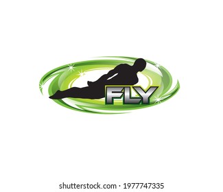 levitating people behind of FLY text	