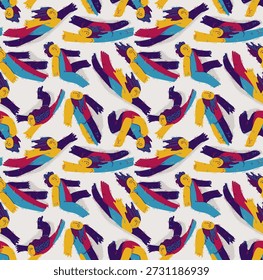 Levitando as pessoas fundo perfeito, conceito de liberdade e imaginação, tema tranquilo e pacífico papel de parede azulejo, sonhadores flutuando entre as nuvens.