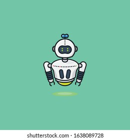 Belebende Roboter-Vektorgrafik. Künstliche Intelligenz, Technologie und Futurismus Symbol.