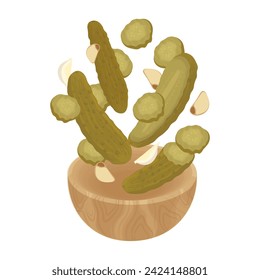 Levitation cucumber pickle vector illustration logo