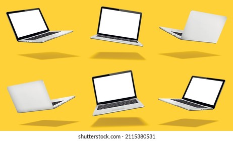 Levitation laptop computer set. Vector