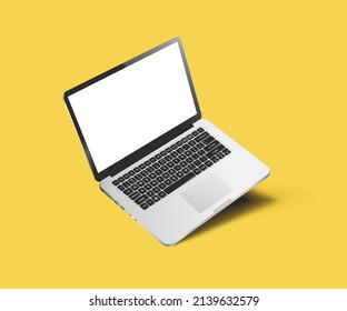 Levitation laptop mock up. Vector 