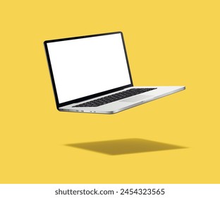 Levitation laptop mockup vector illustration