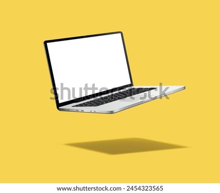 Levitation laptop mockup vector illustration