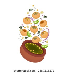 Levitation Pani Puri Or Golgappa Illustration Logo