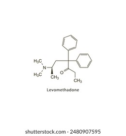 Levometadona estructura esquelética plana Analgésico opioide utilizado en el tratamiento del dolor. Ilustración vectorial diagrama científico.