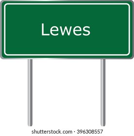 Lewes , Delaware , road sign green vector illustration, road table, USA city