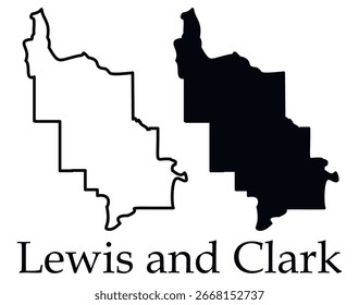 Mapa de Lewis e Clark com vetor de contorno de borda preta