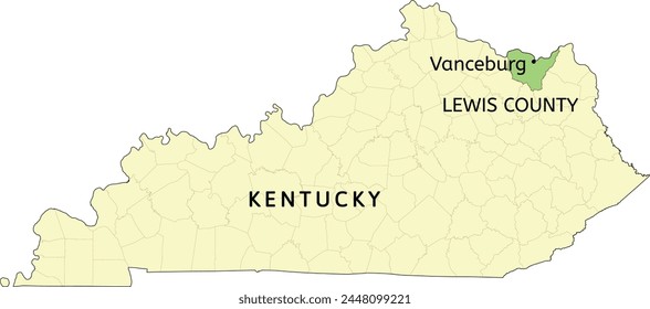 Lewis County and city of v location auf der Karte des Bundesstaates Kentucky