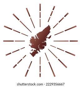 Lewis and Harris gradiented sunburst. Map of the island with colorful star rays. Lewis and Harris illustration in digital, technology, internet, network style. Vector illustration.