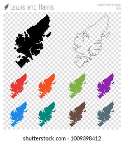 Lewis and Harris high detailed map. Isolated black island outline. Vector illustration.