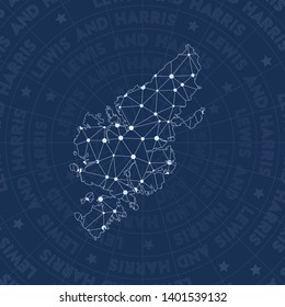 Lewis and Harris network style island map. Awesome space style, modern design for infographics or presentation.