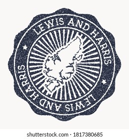 Lewis and Harris stamp. Travel rubber stamp with the name and map of island, vector illustration. Can be used as insignia, logotype, label, sticker or badge of the Lewis and Harris.