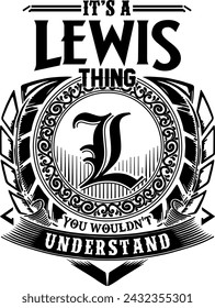 Lewis diseño de apellido para serigrafía en camisetas