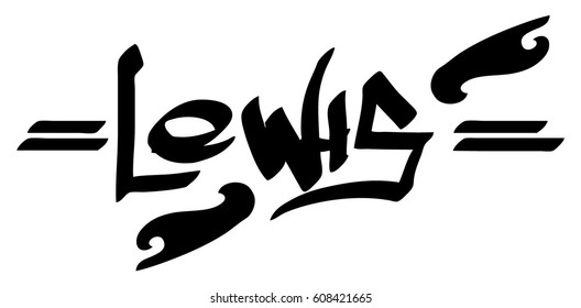 Lewis male name street art design. Graffiti tag Lewis. Vector art.