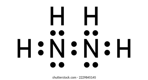 Lewis structure of hydrazine (N2H4). Scientific vector illustration isolated on white background.
