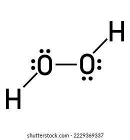 Lewis structure of hydrogen peroxide (H2O2). Scientific vector illustration isolated on white background.