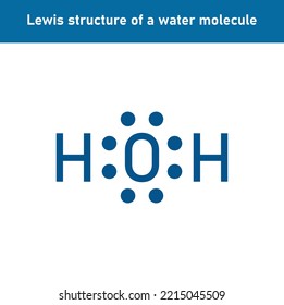 Lewis structure of a water molecule. Vector illustration isolated on white background.