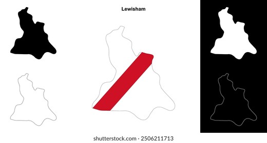 Lewisham blank outline map set