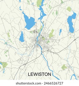 Lewiston, Maine, EE.UU. mapa poster art