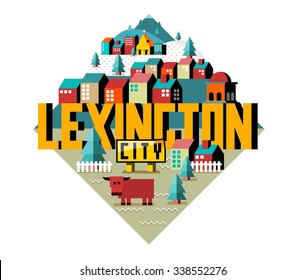 Lexington beautiful city to visit. vector cartoon
