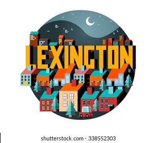 Lexington beautiful city to visit. vector cartoon