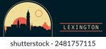 Lexington city retro style vector banner with skyline, cityscape. USA Kentucky state vintage horizontal illustration. United States of America travel layout for web presentation, header, footer