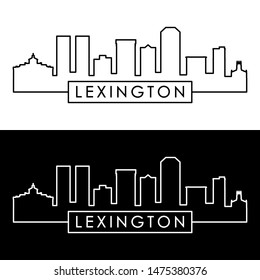 Lexington city skyline. Linear style. Editable vector file.