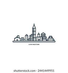 Lexington city US Kentucky cityscape skyline panorama vector flat modern logo icon. USA, state of America emblem idea with landmarks and building silhouettes. Isolated graphic