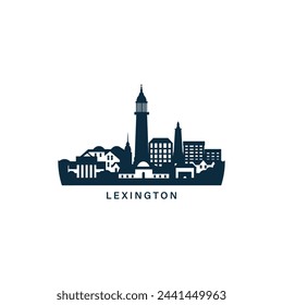 Lexington city US Kentucky cityscape skyline panorama vector flat modern logo icon. USA, state of America emblem idea with landmarks and building silhouettes. Isolated graphic