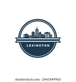 Lexington city US Kentucky cityscape skyline panorama vector flat modern logo icon. USA, state of America emblem idea with landmarks and building silhouettes. Isolated graphic