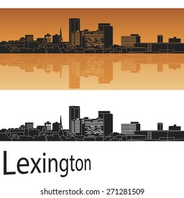 Lexington skyline in orange background in editable vector file