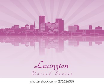 Lexington skyline in purple radiant orchid in editable vector file