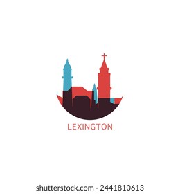 Lexington, US Kentucky state cityscape skyline city panorama vector flat modern logo icon. USA United States of America emblem idea with landmarks and building silhouettes