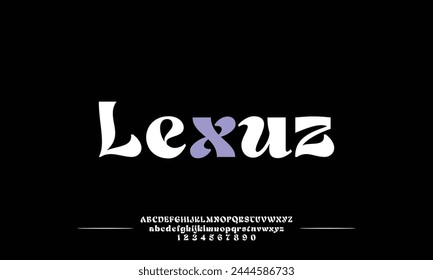 Lexuz is Elegant awesome alphabet letters font and number. Classic Lettering Minimal Fashion Designs. Typography fonts regular uppercase and lowercase. vector illustration