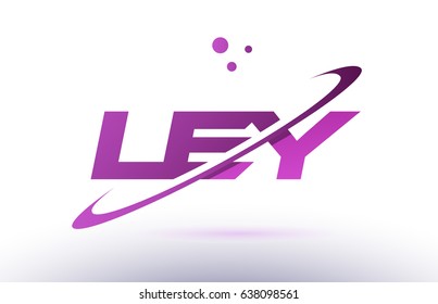 ley l e y  alphabet letter logo combination purple pink creative text dots company vector icon design template