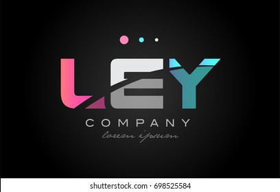 LEY l e y three 3 letter logo combination alphabet vector creative company icon design template modern  pink blue white grey