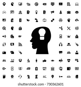 Ley lock in head icon . set of filled marketing icons.