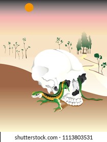 Lezard and Skull of Kawanabe Kyosai