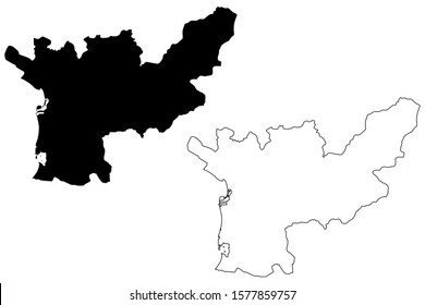 Lezhe County (Republic of Albania) map vector illustration, scribble sketch Lezhe map