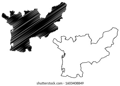 Lezhe County (Republic of Albania) map vector illustration, scribble sketch Lezhe map