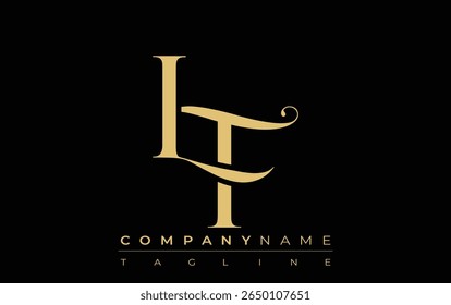 LF Abstract Creative Jewelry Logo. A stylish logo featuring golden monogram initials in an elegant and modern typography, perfect for branding