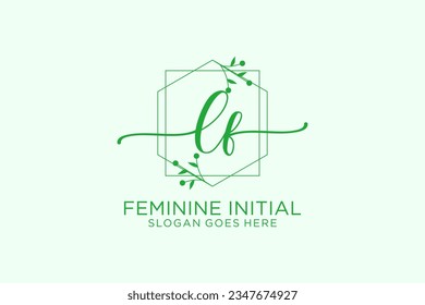 LF beauty monogram and elegant logo design handwriting logo of initial signature, wedding, fashion, floral and botanical with creative template.