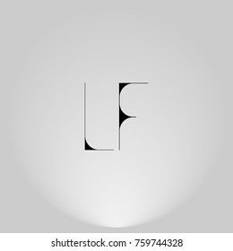LF Black thin minimalist LOGO Design with Highlight on Gray background.