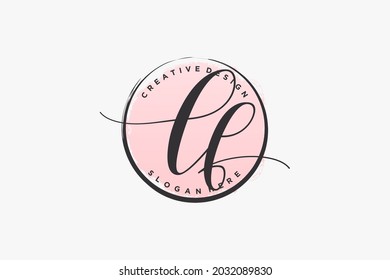 LF Handschrift Logo mit Kreis Vorlage Vektorsignatur, Hochzeit, Mode, Blumen und botanisch mit kreativen Vorlage.