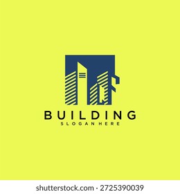 LF initial letter building logo for real estate with square design